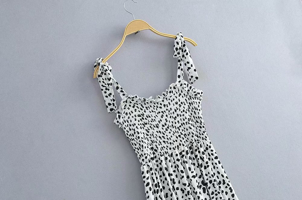 Polka Dot Lace-up Floral Backless Strappy Maxi Midi Dresses