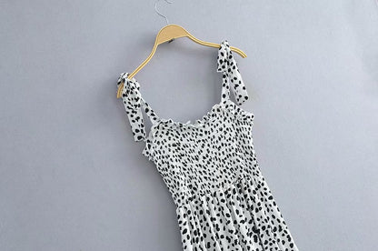 Polka Dot Lace-up Floral Backless Strappy Maxi Midi Dresses