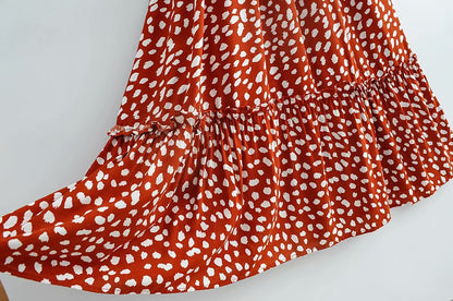 Polka Dot Lace-up Floral Backless Strappy Maxi Midi Dresses