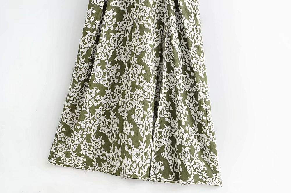 Batwing Sleeve V-neck Split Floral Maxi Dresses