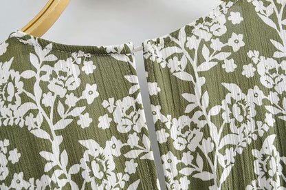 Batwing Sleeve V-neck Split Floral Maxi Dresses