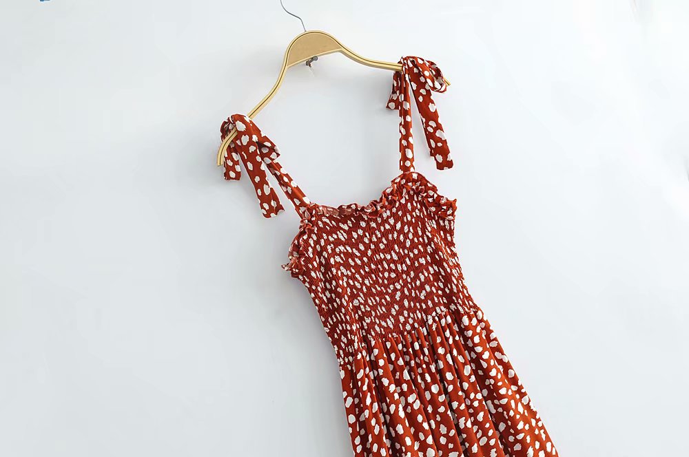Polka Dot Lace-up Floral Backless Strappy Maxi Midi Dresses