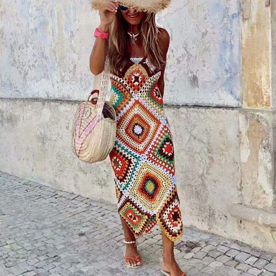Backless Handmade Sling Hollow-out Crochet Dress