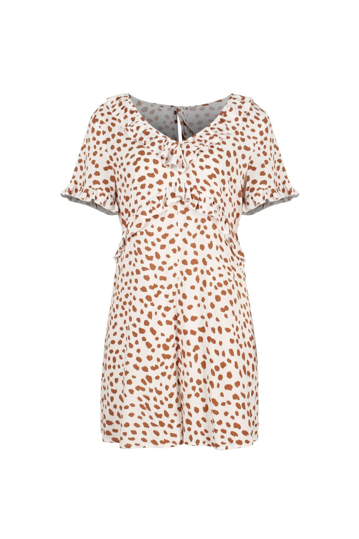 V-neck Printed Floral Jumpsuit Lotus Sleeve Rompers