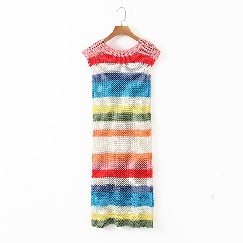 Backless Hollow-out Side Slit Crochet Dress
