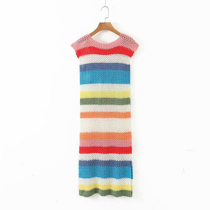 Backless Hollow-out Side Slit Crochet Dress