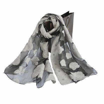 Ethnic Flower Print Long Scarf Shawl Fringed Scarves for Women Ladies Girls 70x180