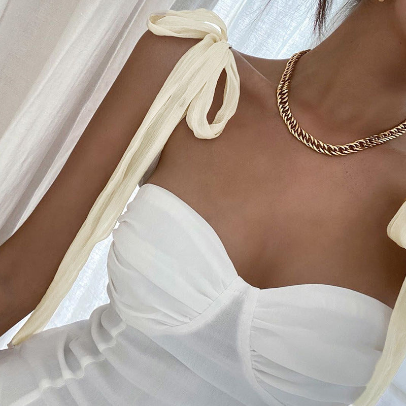Bowknot Lace-up Strappy Sleeveless Party Bodycon Mini Dresses