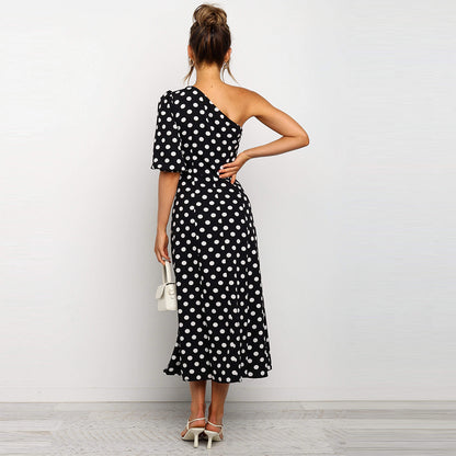 One Shoulder Daisy Floral Split Midi Dresses