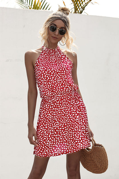 Bohemian Boho Printed Hanging Neck Straps Mani Dresses