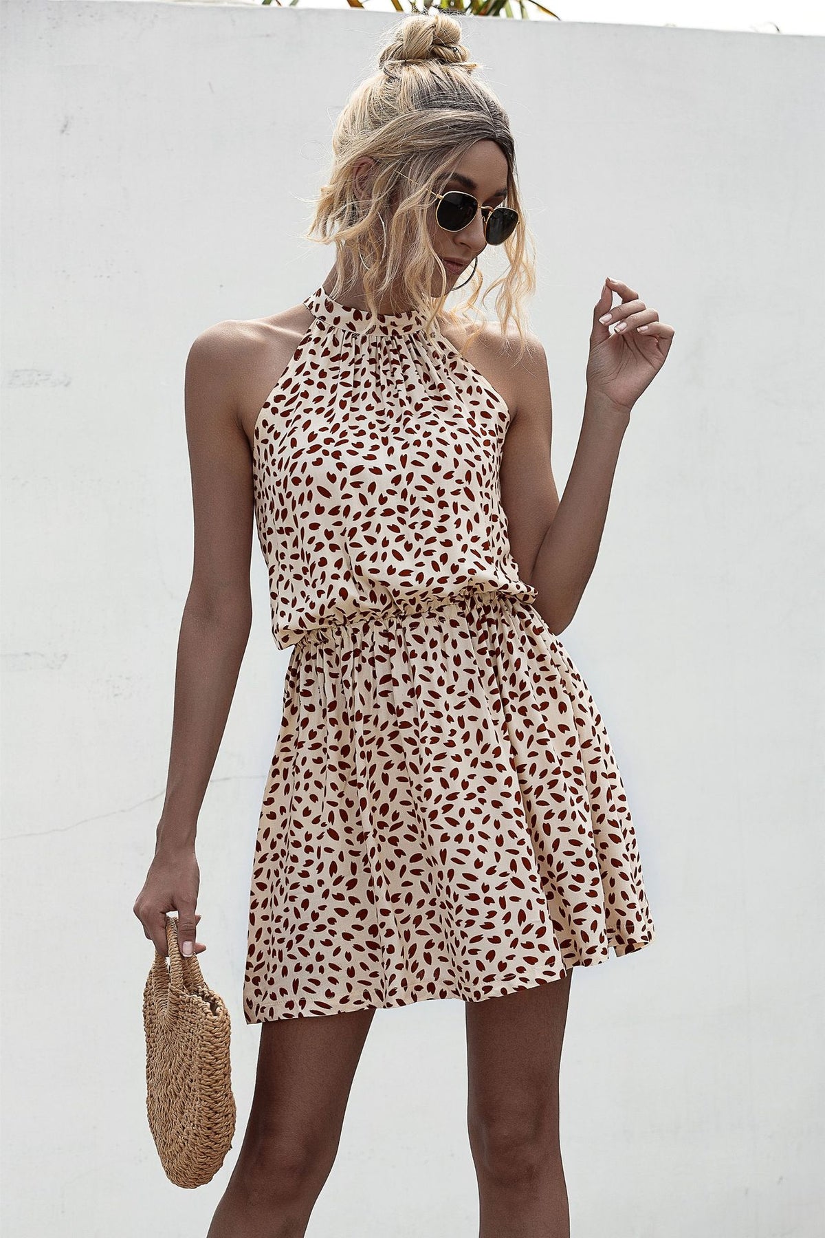 Bohemian Boho Printed Hanging Neck Straps Mani Dresses