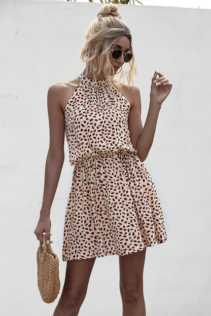 Bohemian Boho Printed Hanging Neck Straps Mani Dresses