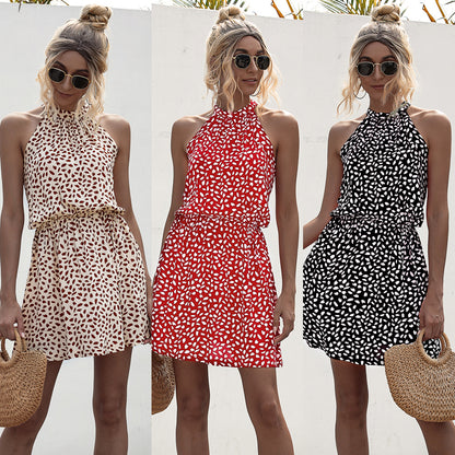 Bohemian Boho Printed Hanging Neck Straps Mani Dresses