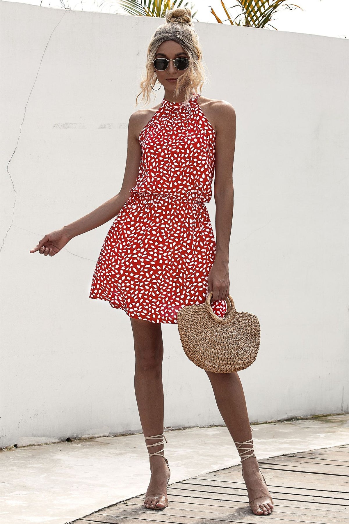 Bohemian Boho Printed Hanging Neck Straps Mani Dresses