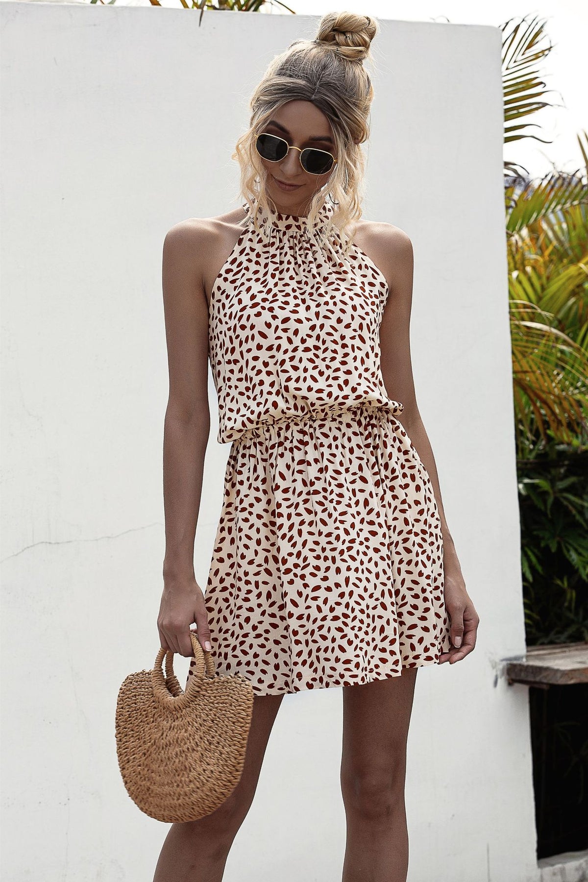 Bohemian Boho Printed Hanging Neck Straps Mani Dresses