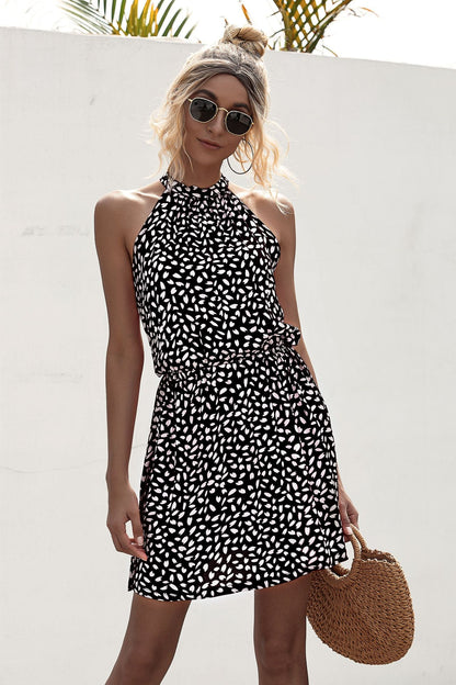 Bohemian Boho Printed Hanging Neck Straps Mani Dresses
