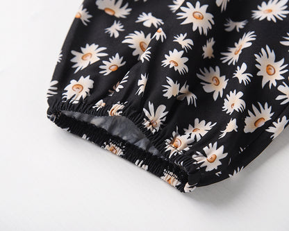 One Shoulder Daisy Floral Split Midi Dresses