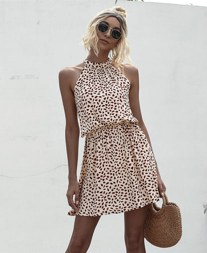 Bohemian Boho Printed Hanging Neck Straps Mani Dresses