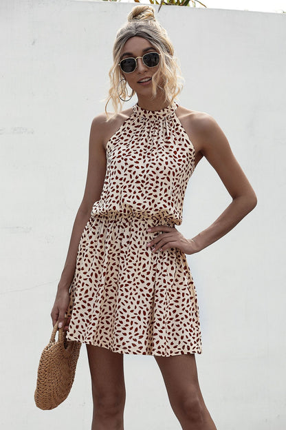 Bohemian Boho Printed Hanging Neck Straps Mani Dresses