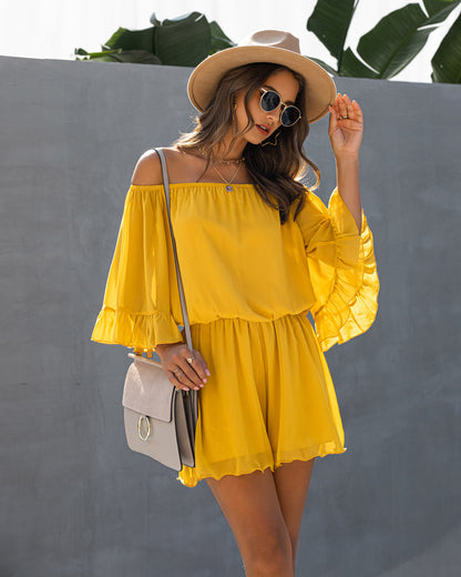 Off Shoulder Flounces Elasticated Jumpsuit Rompers
