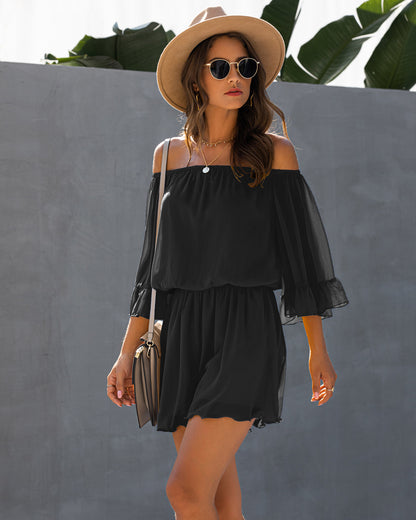 Off Shoulder Flounces Elasticated Jumpsuit Rompers