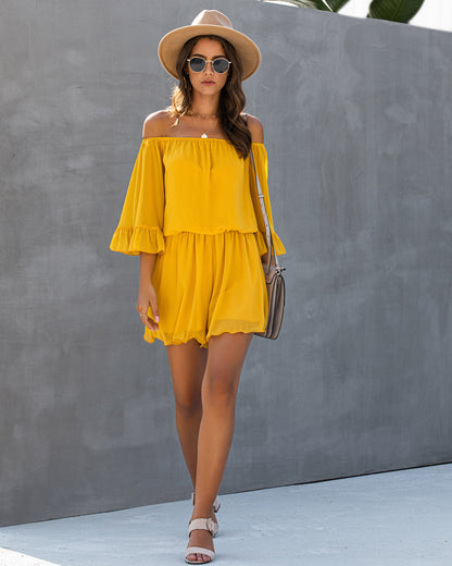 Off Shoulder Flounces Elasticated Jumpsuit Rompers