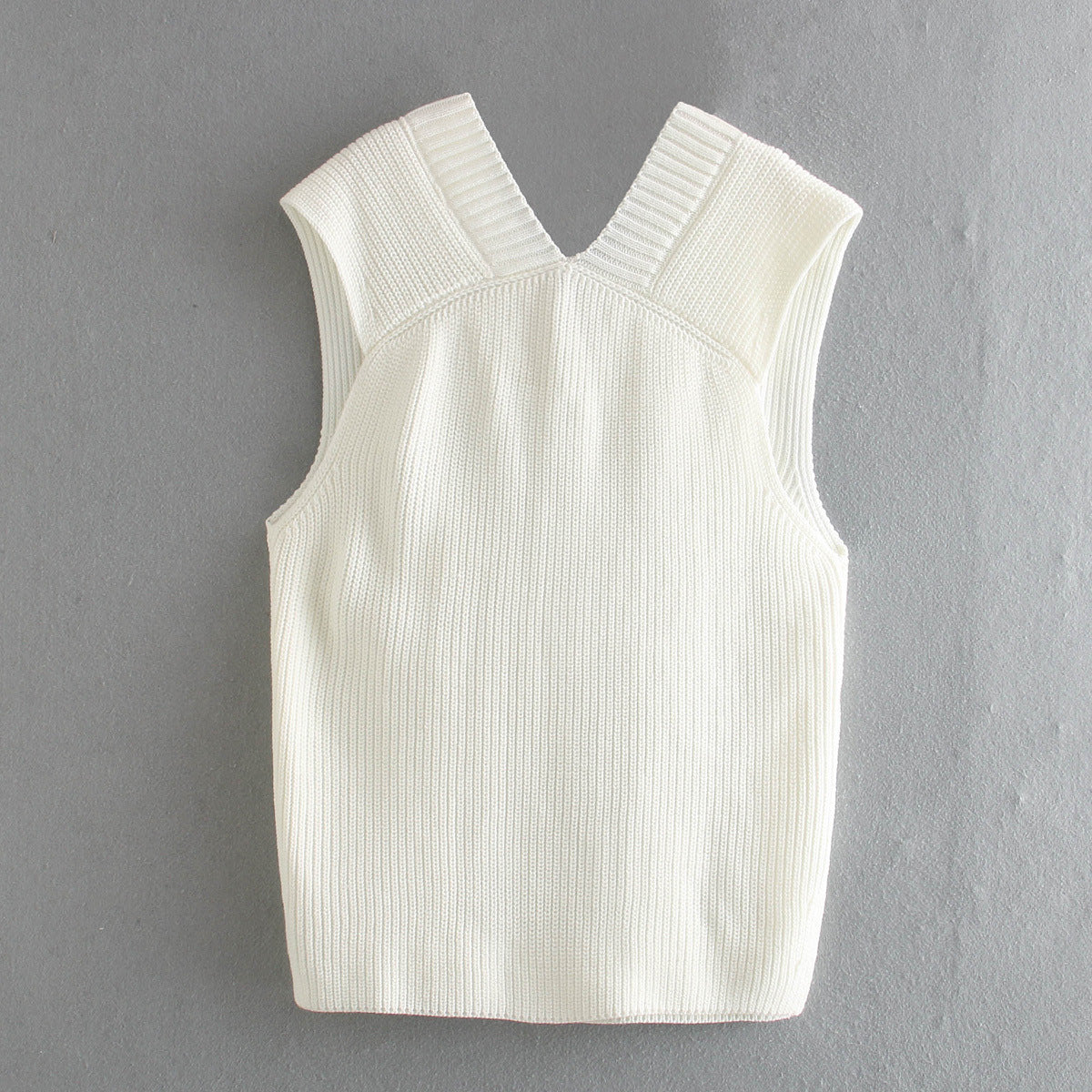Knitted Sleeveless V-neck Long Vest Pullover Sweaters
