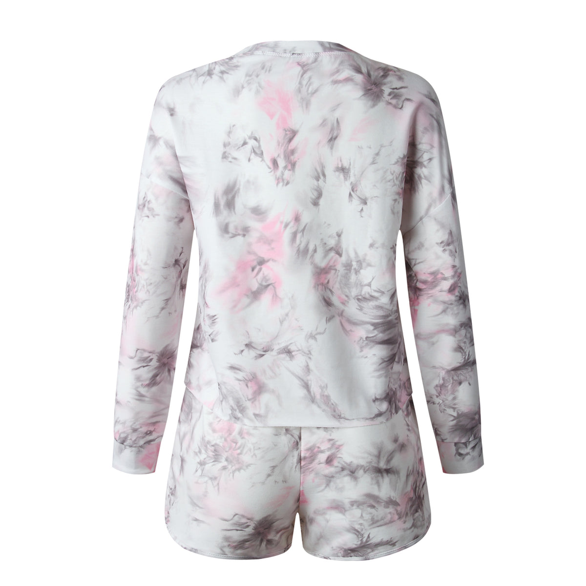 Floral Two-piece Set Cotton T-Shirt Lace-up Shorts Loungewear