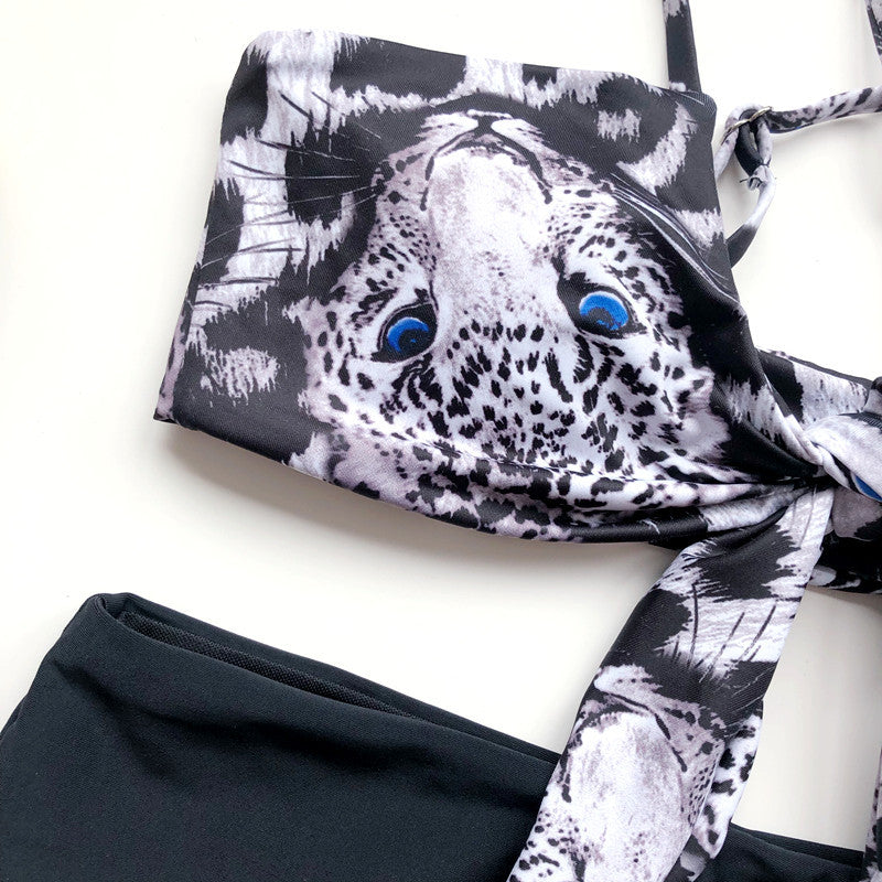 Leopard Print Bikini Lace-up Swimwear