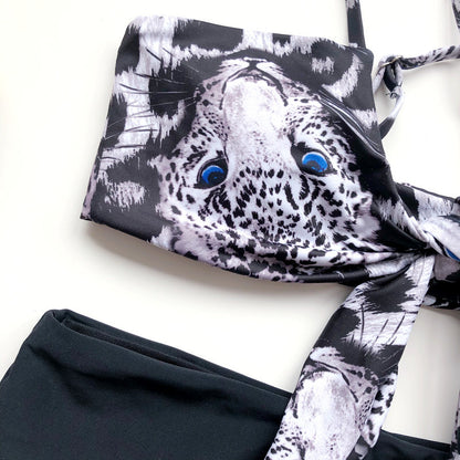 Leopard Print Bikini Lace-up Swimwear