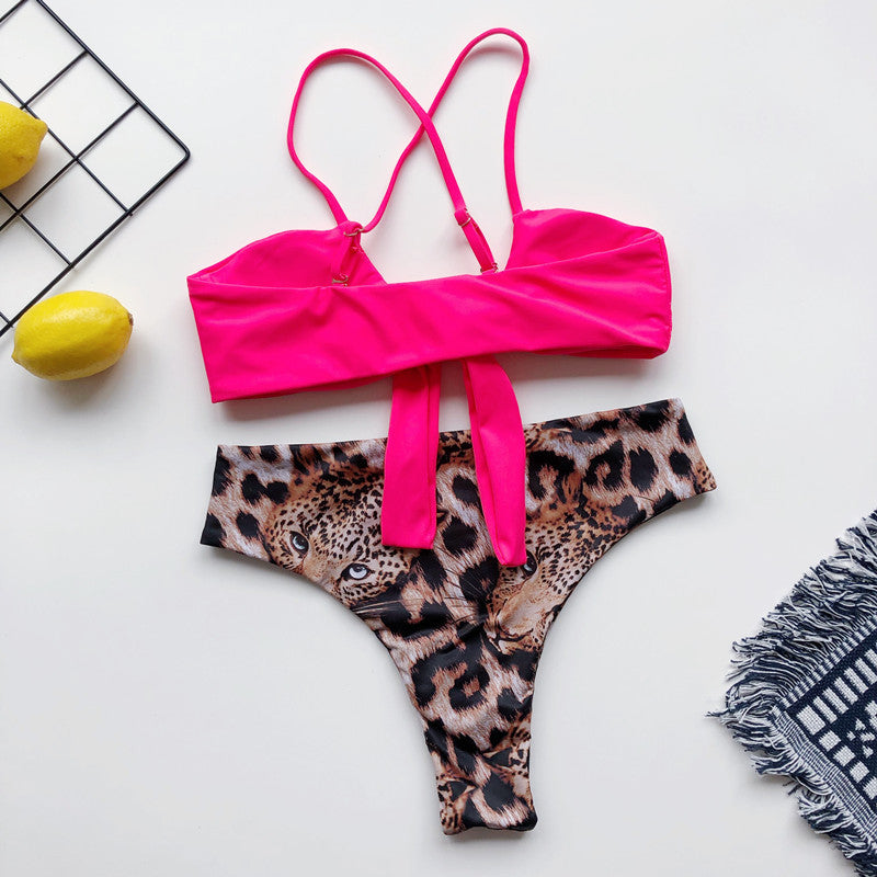 Leopard Print Bikini Lace-up Swimwear