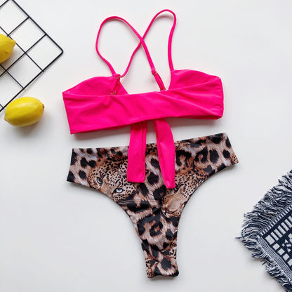 Leopard Print Bikini Lace-up Swimwear