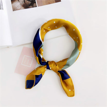 Floral Print Silk Small Square Scarf for Women - 40 Colors