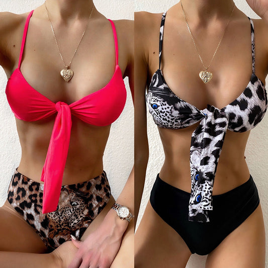 Leopard Print Bikini Lace-up Swimwear