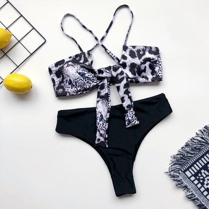 Leopard Print Bikini Lace-up Swimwear