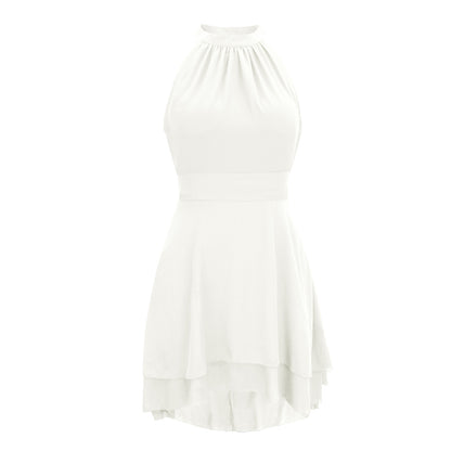 Elegant Halter Backless Irregular Hem Mini Dresses