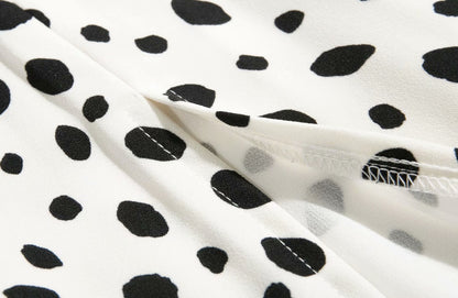 Polka Dot Floral Printed V-neck Midi Dress