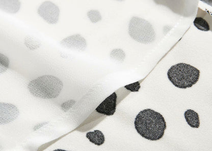 Polka Dot Floral Printed V-neck Midi Dress