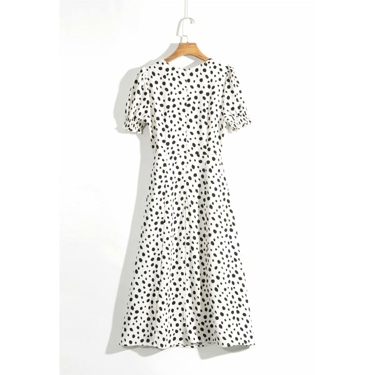 Polka Dot Floral Printed V-neck Midi Dress