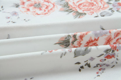 Floral Two-piece Cotton T-Shirt Lace-up Shorts Loungewear