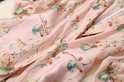 Elegant Office Style Floral Printing Suit Shorts Blazers Two-piece Set