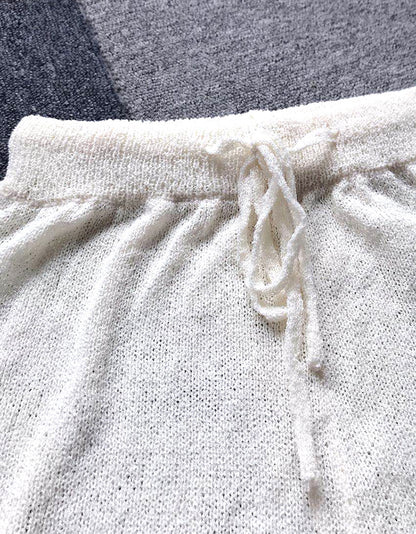 Knitting Hollowed-out Lace-up Shorts Backless Vest Two-piece Set