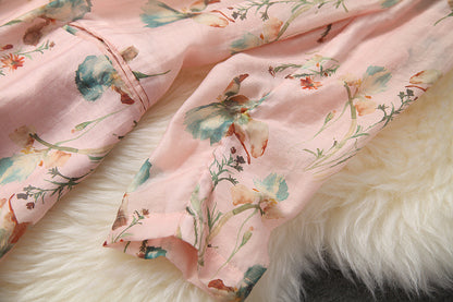 Elegant Office Style Floral Printing Suit Shorts Blazers Two-piece Set