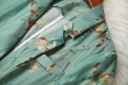 Elegant Office Style Floral Printing Suit Shorts Blazers Two-piece Set