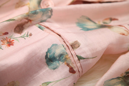 Elegant Office Style Floral Printing Suit Shorts Blazers Two-piece Set