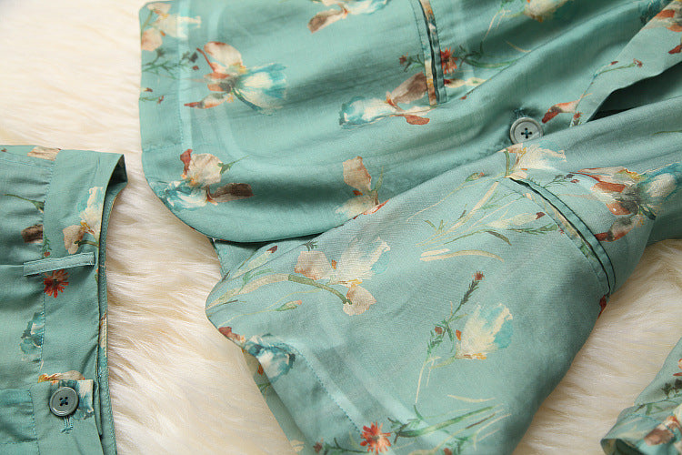 Elegant Office Style Floral Printing Suit Shorts Blazers Two-piece Set