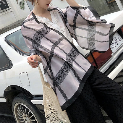 Simple Elegant Fashion Lace Silk Scarf Shawl Wrap for Women Ladies Girls 90x180