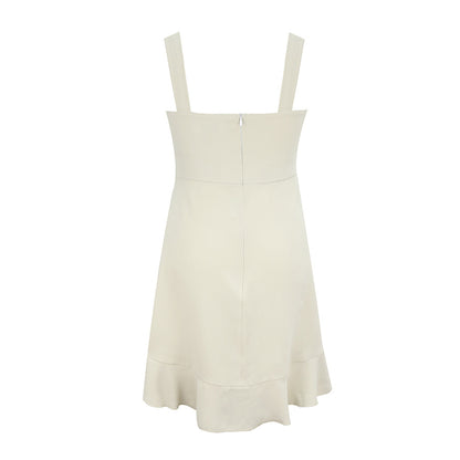 Backless Suspenders Flounces Ruffled Hem Mini Dress Open Back