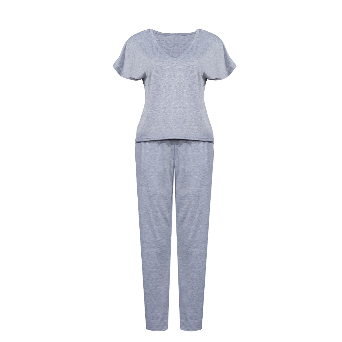 Lace-up Short Sleeve Two-piece One Shoulder Loungewear With Pocket