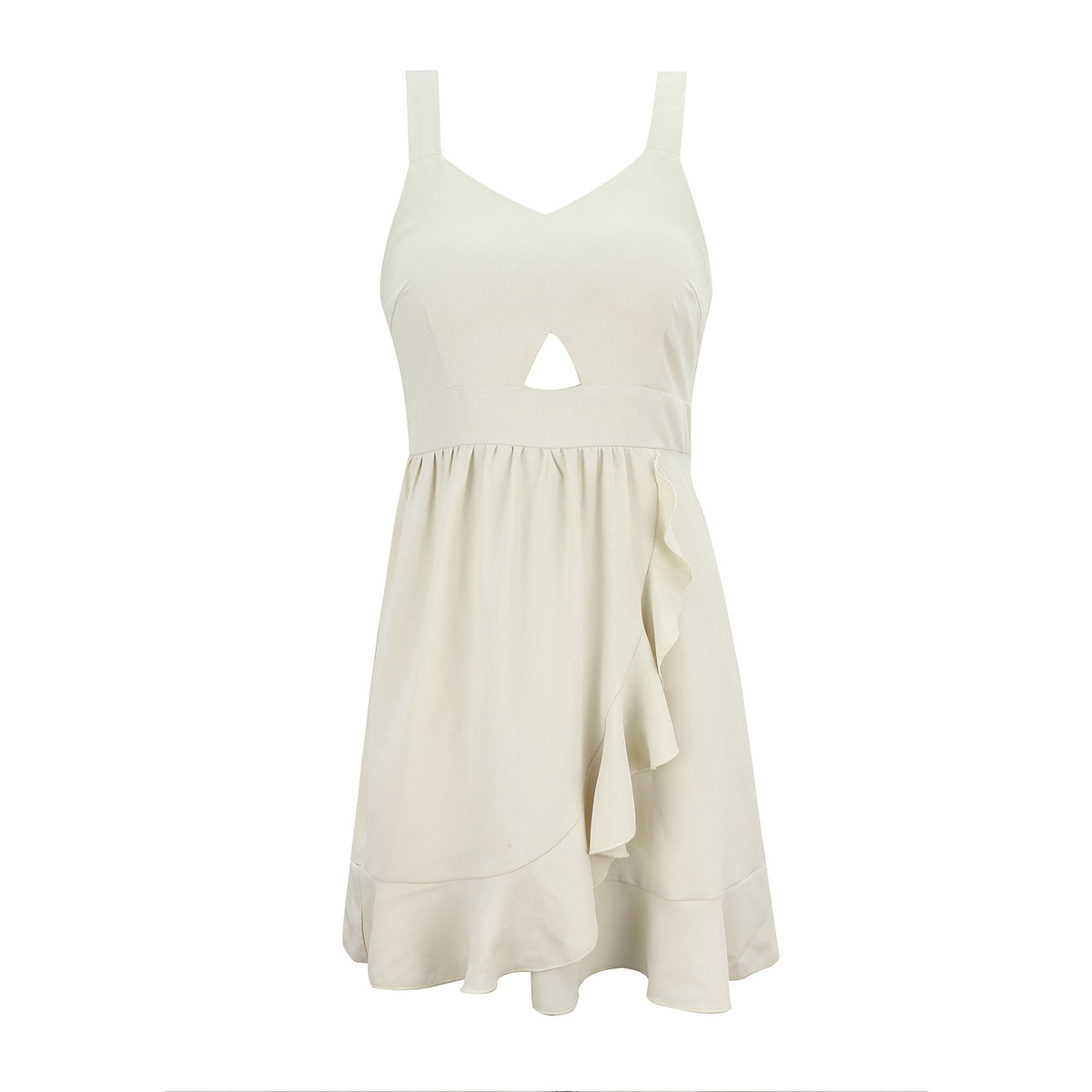 Backless Suspenders Flounces Ruffled Hem Mini Dress Open Back